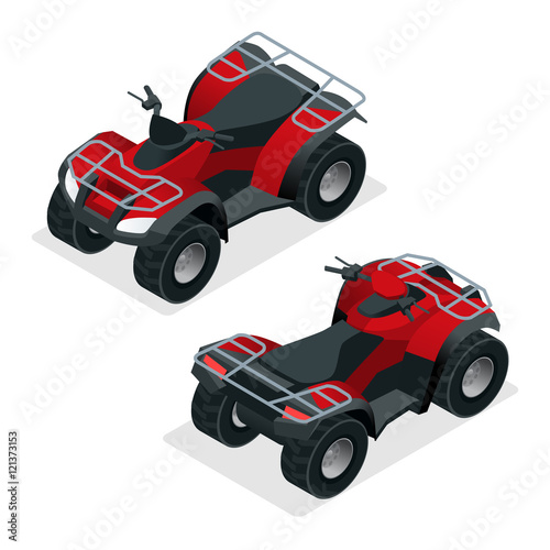 Quad bikes isometric icons set vector graphic illustration