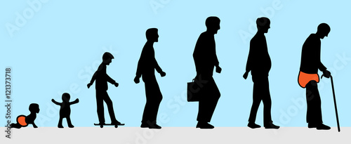 the man from young to old silhouette