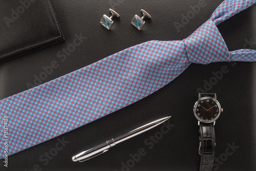 Men accessories on dark background 