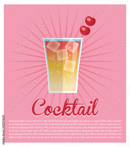 Cocktail icon. Summer party drinks and beverage theme. Colorful design. Frame background. Vector illustration