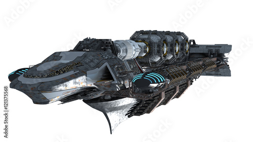 Photo 3d illustration of an interstellar spaceship for futuristic deep space travel or