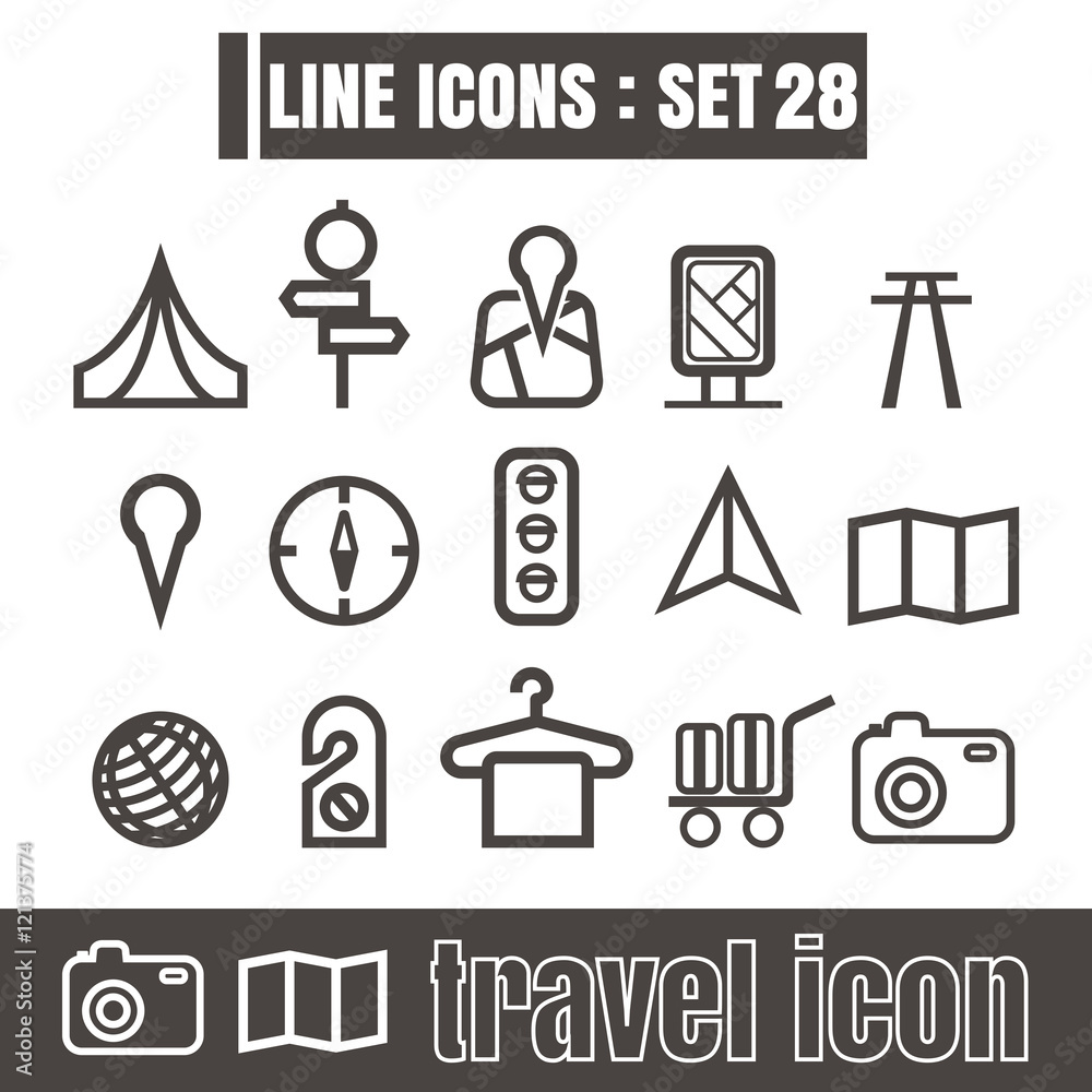 icons set travel Tourist camping line black Modern Style design icons set travel Tourist camping line black Modern Style design