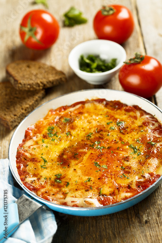 Omelette with cheese and tomatoes