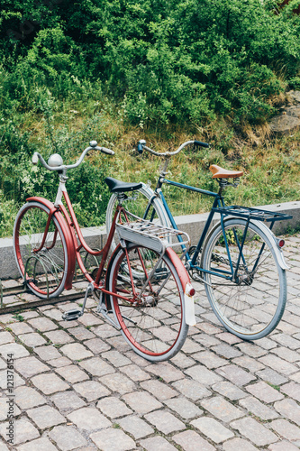 Classic vintage retro city bicycle in Stockholm