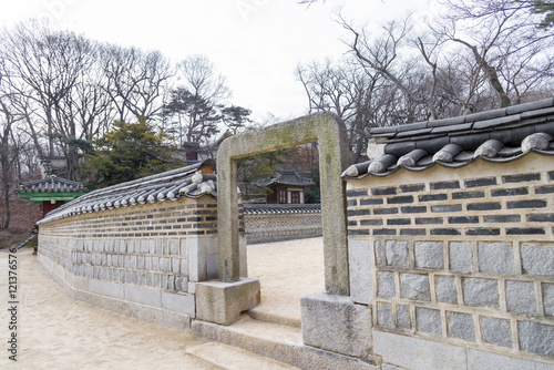 path way and Korean Tradition decoration brick wall in Secret Ga