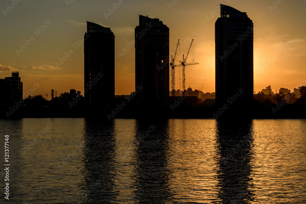 river city  sunset sky