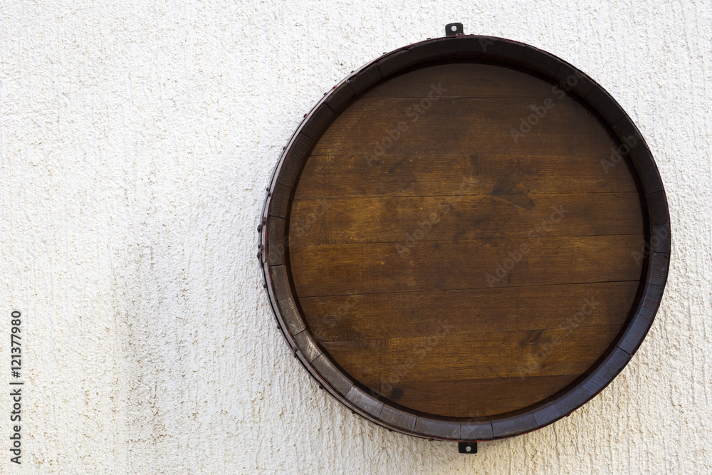 Barrel as a decoration on wall in Motovun, Istria - Croatia Barrel as a decoration on wall in Motovun, Istria - Croatia