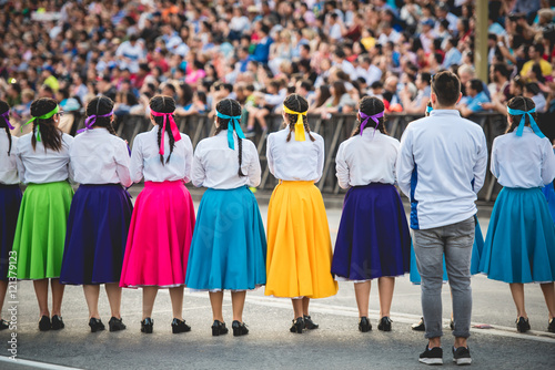 Typical chilean dancers at national festivities photo