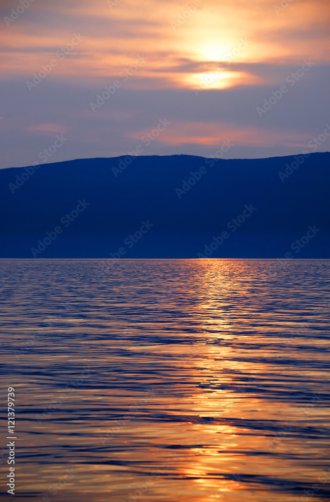 Fototapeta premium Baikal Lake in sunset light, Russian Federation