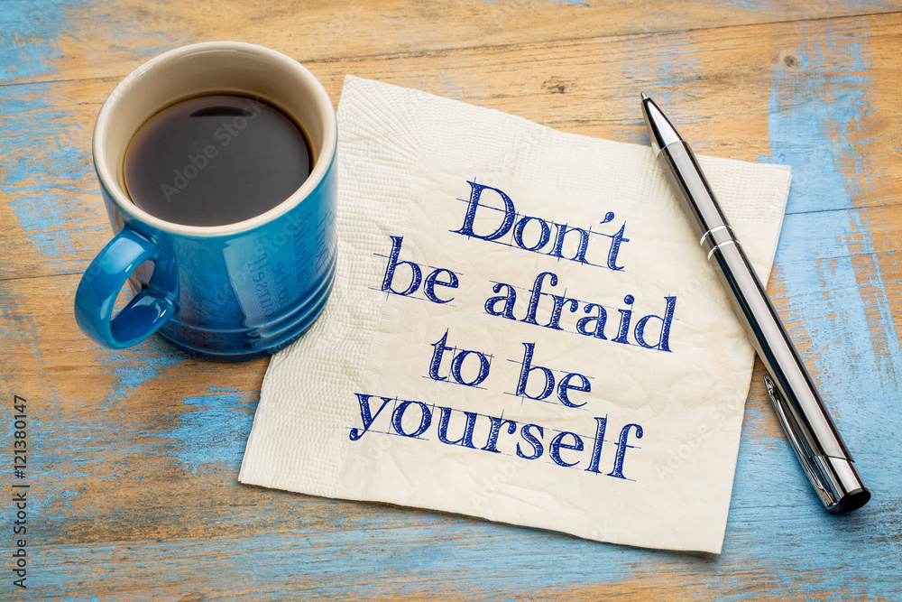 Be yourself concept on napkin
