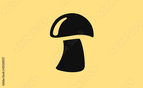 Vector mushroom icon on flat background