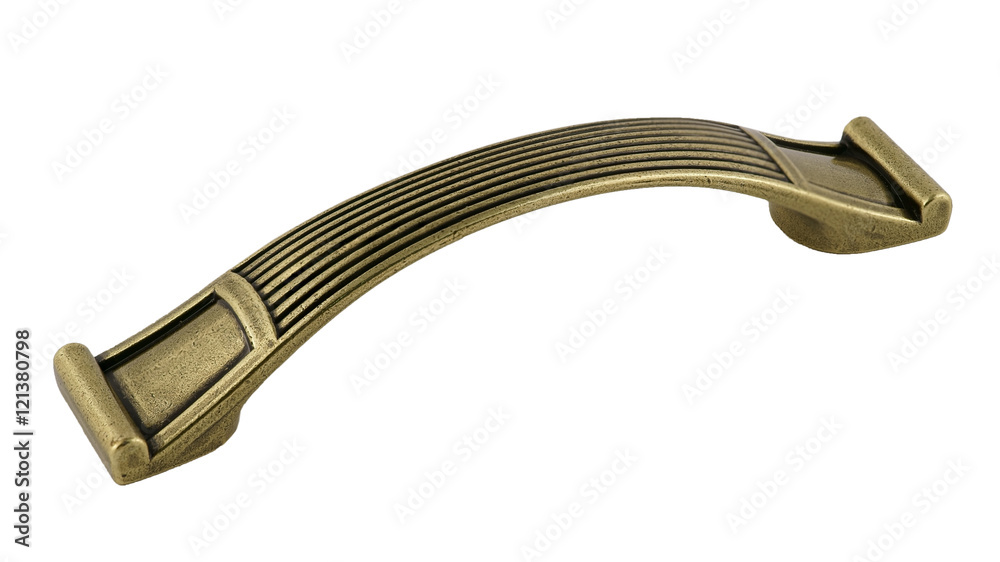Door handle for furniture to dirty gold on a white background Door handle for furniture to dirty gold on a white background