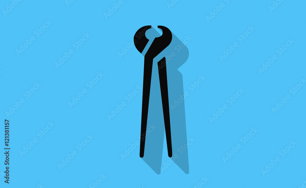 Vector nippers with long shadow on flat background Vector nippers with long shadow on flat background