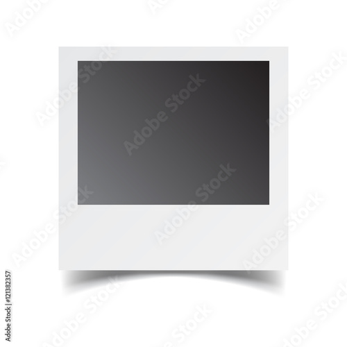 Blank retro photo frame on white isolated background. Vector illustration.