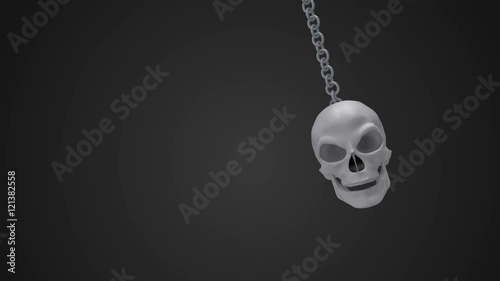 Skull sways on the chain left and right. Animation of swinging skull on chain with mask included.