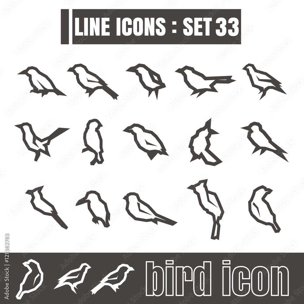 icons set Bird line black Modern Style design elements Geometry