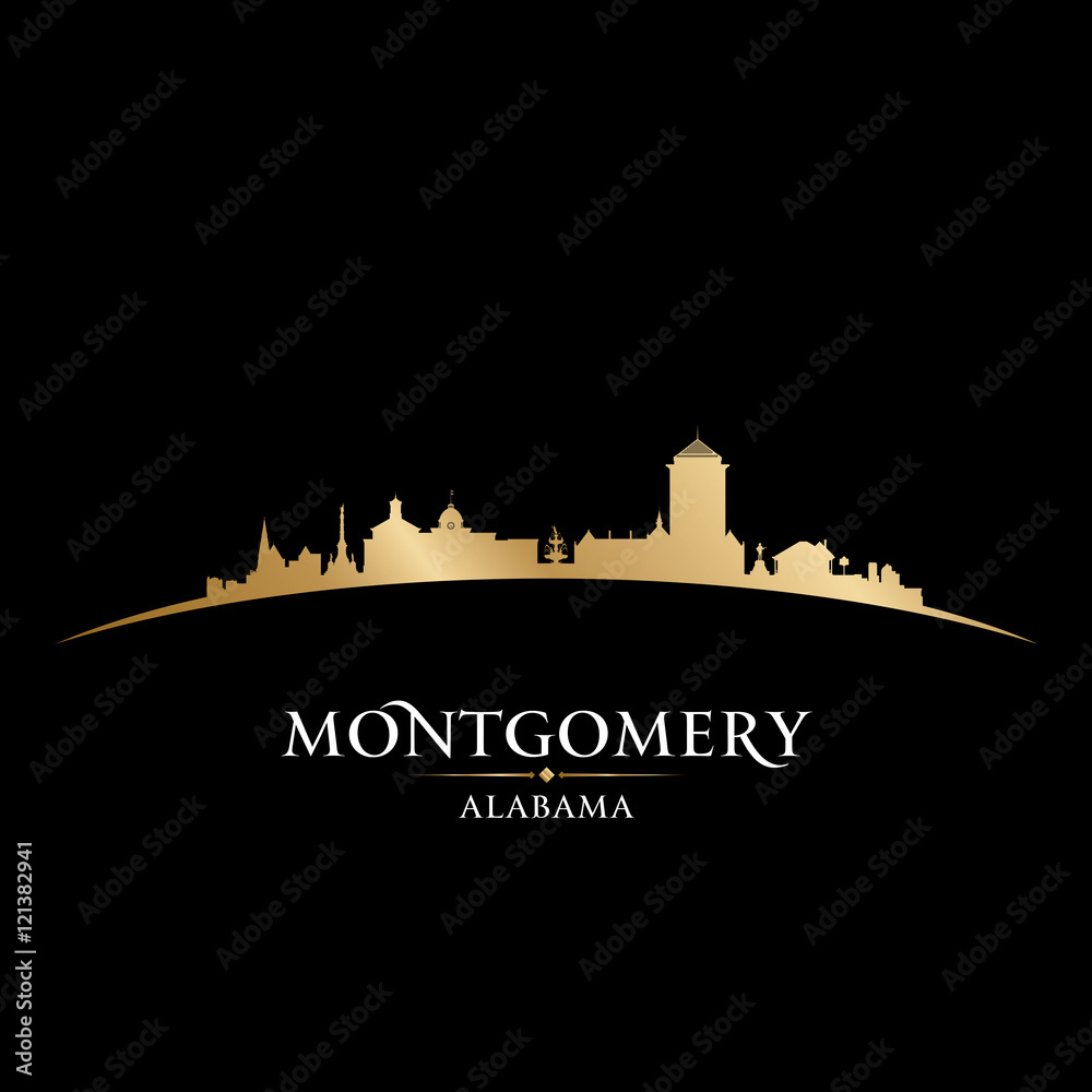 Montgomery Alabama city silhouette black background