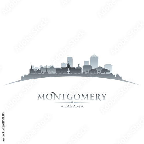 Montgomery Alabama city silhouette white background