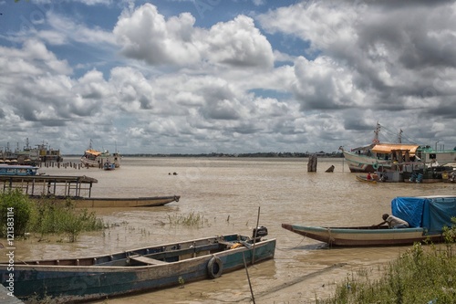 Colorful wooden boats in Paramaribo