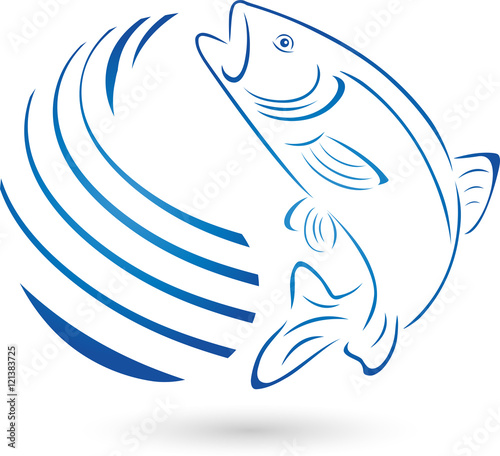Forelle, Fisch, Tropfen, Logo, Angeln