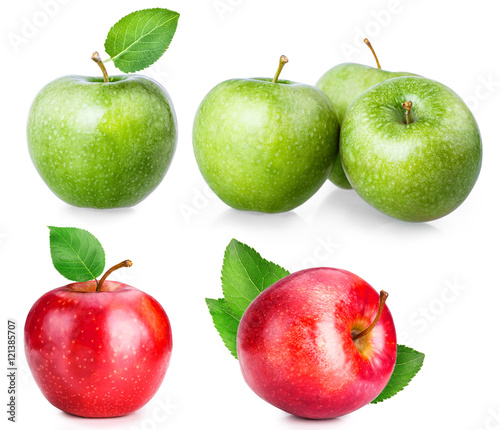Red and green apples set
