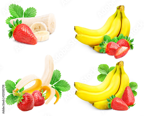 Fototapeta Naklejka Na Ścianę i Meble -  banana and strawberry Set