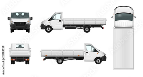 Pickup truck vector illustration. Delivery cargo car template on