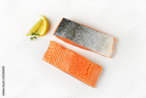 Two raw salmon fillets