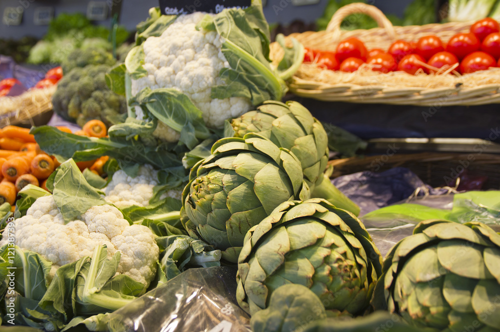 Green vegetables. Artichoke. The market in France. Green vegetables. Artichoke. The market in France.