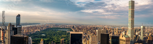 Panorama cityscape view on Central Park, New York, seen from the Rockefeller building 