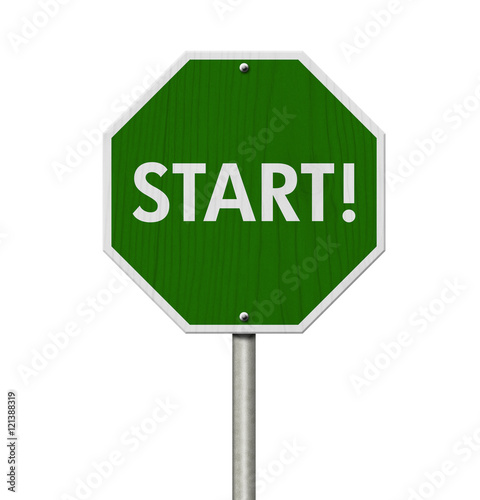 Green Start highway road sign