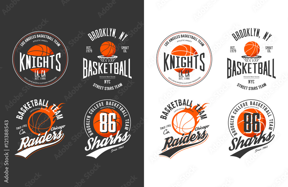 Obraz premium Balls for game of basketball in dark and light