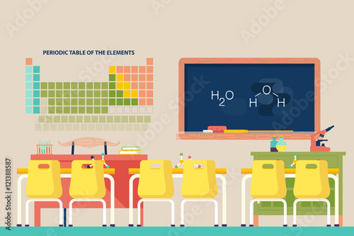 Lesson of chemistry at school classroom