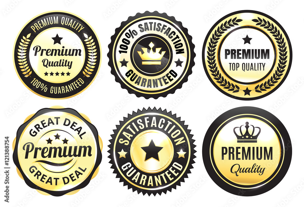Golden Premium Quality Badges