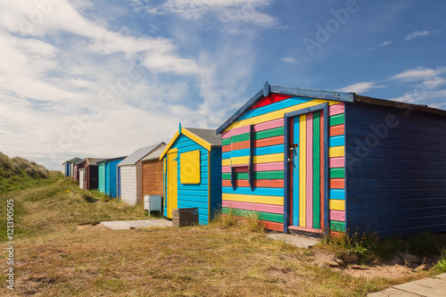 Bathing boxes in a beach