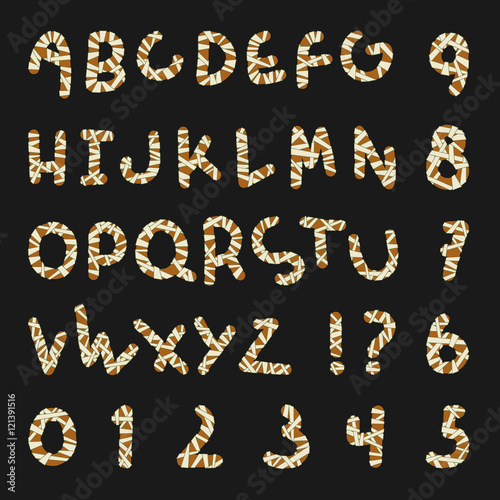 Decorative mummy alphabet set