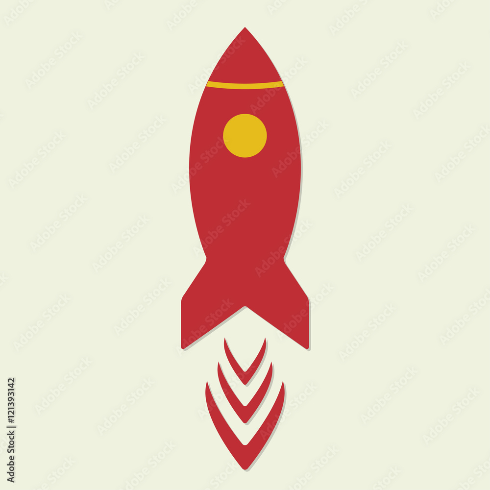 Rocket icon or sign. Vector illustration of retro red space ship. Rocket icon or sign. Vector illustration of retro red space ship.