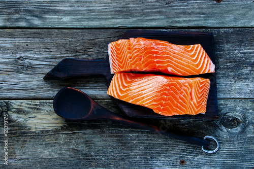 Raw salmon fillet