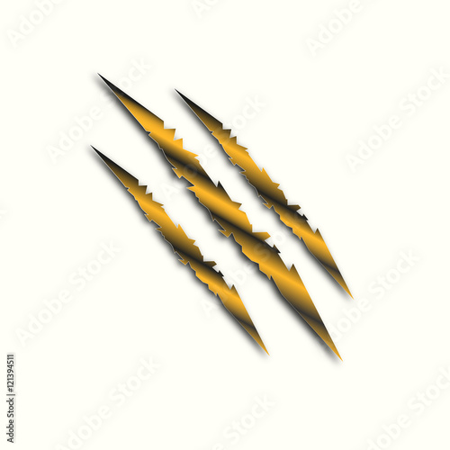 Traces from the claws of a tiger gold style illustration .