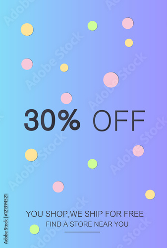 Set sale poster with percent discount. Geometric design.