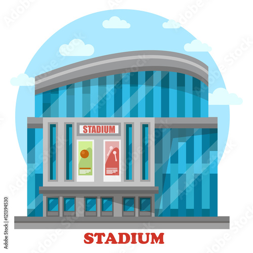 Glassware sport stadium building with posters