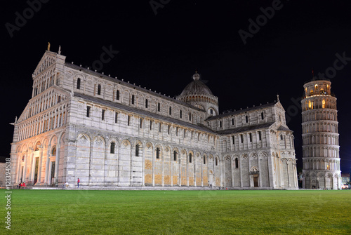 Pisa (Tuscany, Italy), the city of Leaning Tower. Here: the Cathedral Square (in italian "Piazza del Duomo") in the night