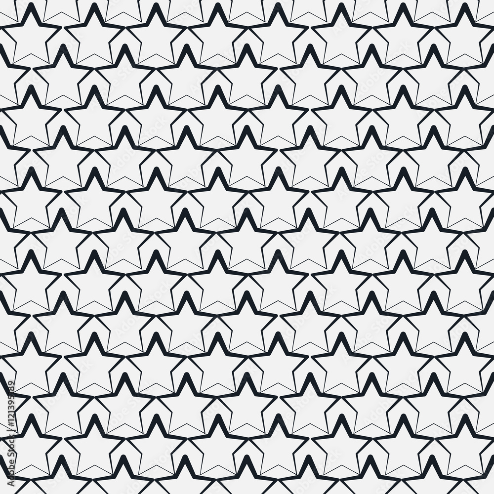 Simple seamless star shape vector pattern. Outlined background. Seamless repeating texture.