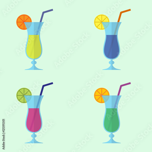 Cocktail icon set in flat design. Alcohol drink. Colorful vector illustration in flat design.