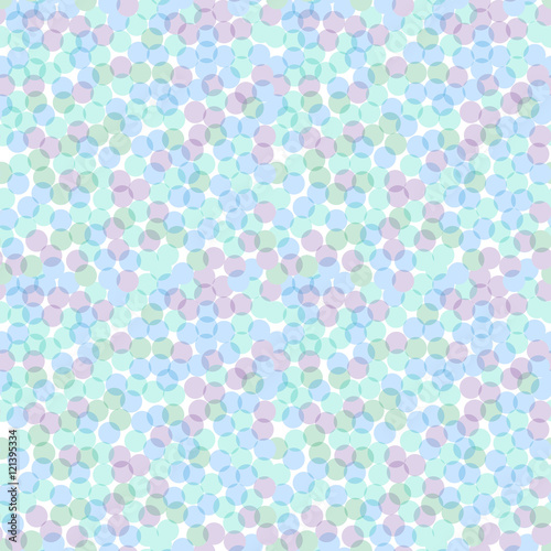 Ditsy vector polka dot pattern with random circles in various colors. Modern background with round shapes.