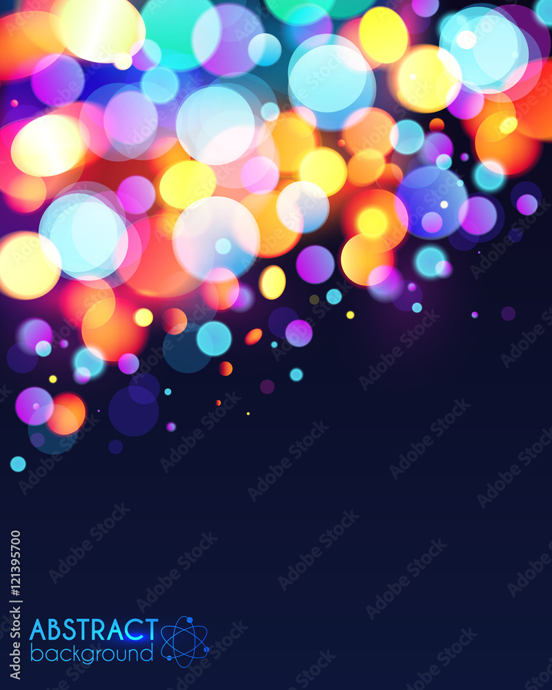 Bright colorful bokeh light effect vector abstract background