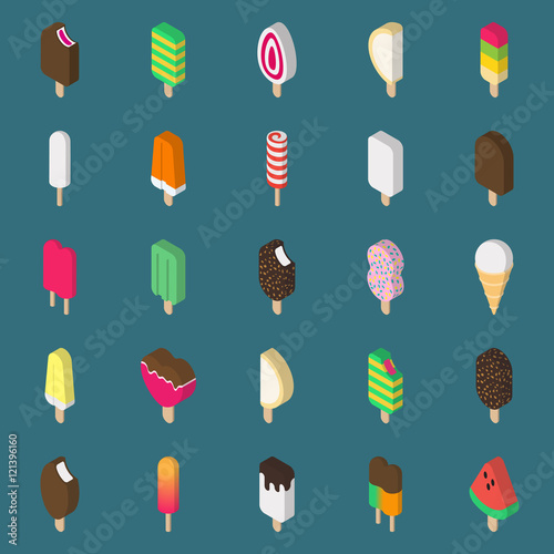 Ice cream isometric icon on dark background