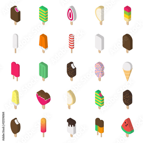 Ice cream isometric icon on white background
