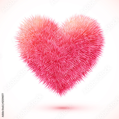 Red fluffy isolated vector heart with shadow