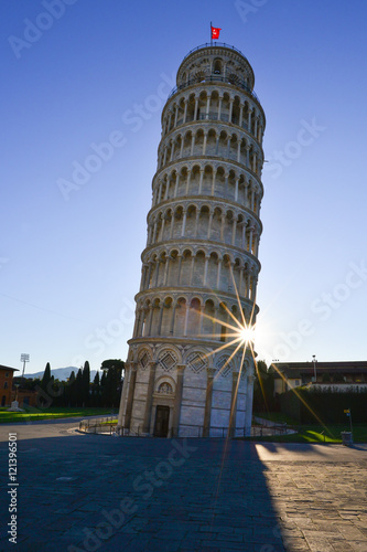 Pisa  Tuscany  Italy   the city of Leaning Tower. Here  the Tower at sunrise